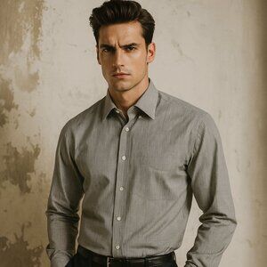 Jos. A. Bank Men’s Gray Casual Button Down Shirt Cotton M